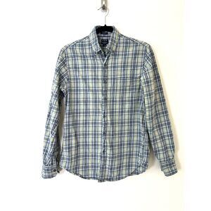 J.crew Shirt Men's S Brushed twill shirt button down flannel grey pale mustard‎